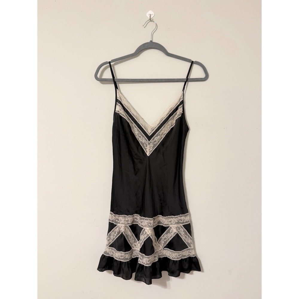 Victoria's Secret Semi-Sheer Black & White Lace Slip Dress